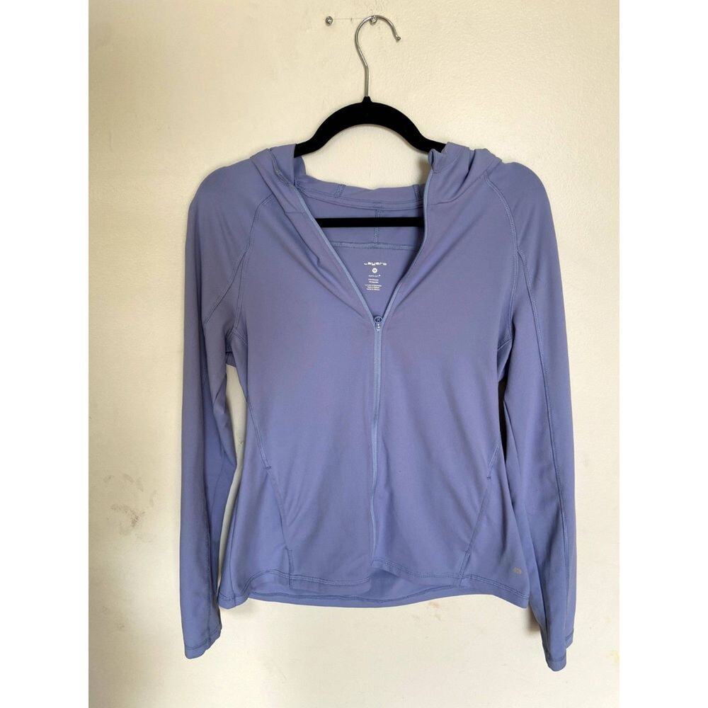 Layer 8 Activewear Zip Up Fitted Jacket Size Large Lavender with Adjustable Back